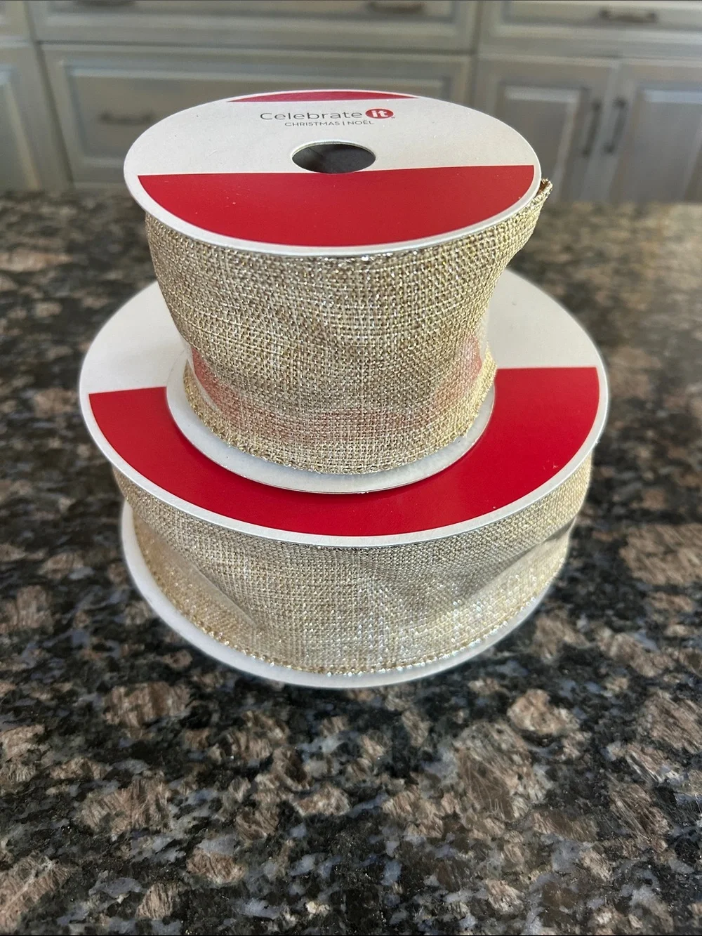 CELEBRATE IT WIRED METALLIC GOLD MESH RIBBON LOT OF 2 NWT